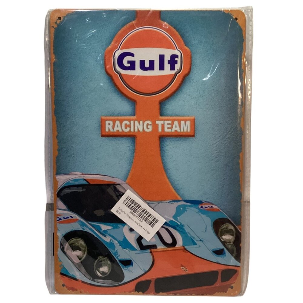Nostalgic Gulf Racing Team Media Golden Era Pin Up Art Tin 12"x 8" Sign New